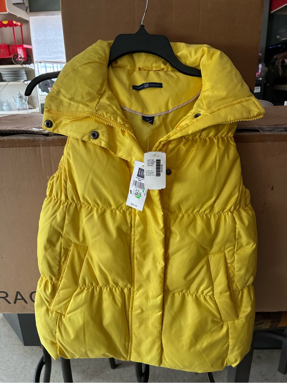 GAP Canary Yellow Quilted Puffer Vest